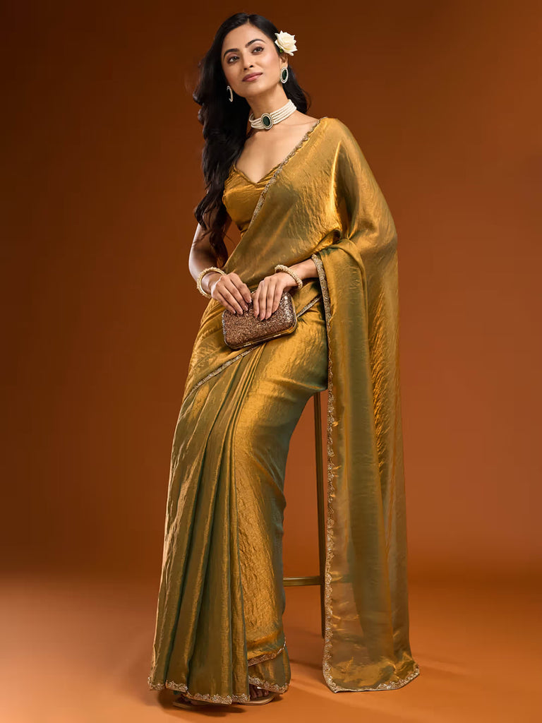 Exquisite Siffon Silk Saree with Handcrafted Val Border in Fendy Weave