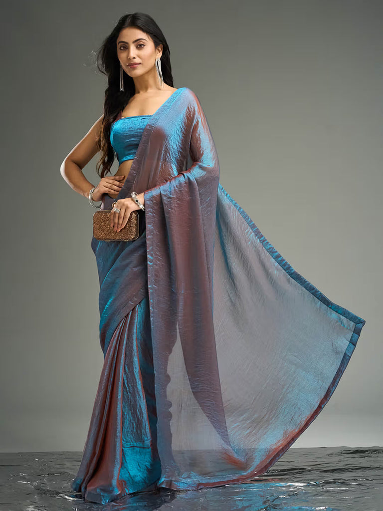 Effortless Style Fendy Sifon Saree with Simple Chic Border Teal