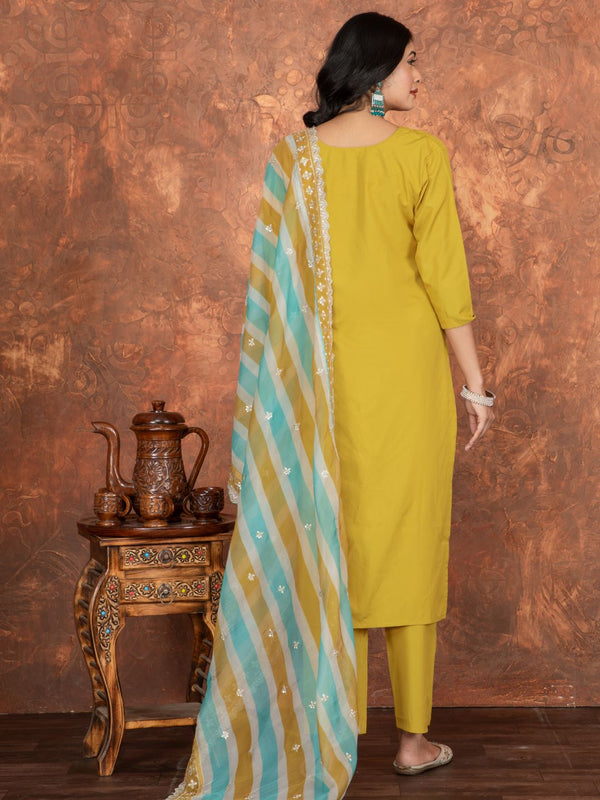 Tereza Saree Kurti Set – Roman Silk Embroidered Kurta Pant with Taby Silk Dupatta