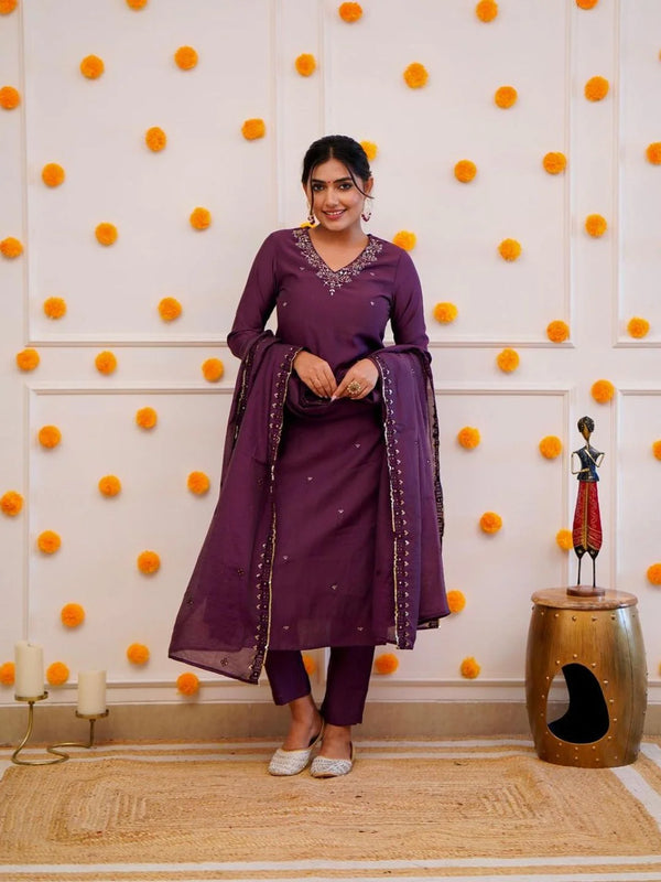 Roman Silk Embroidered Kurti Set with Pure Chanderi Dupatta