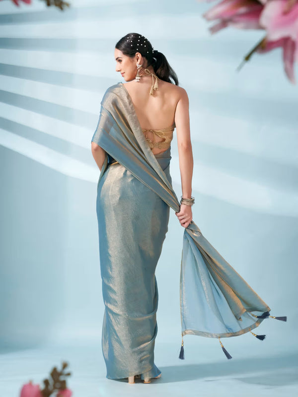 Effortless Style Fendy Sifon Saree with Simple Chic Border Blue