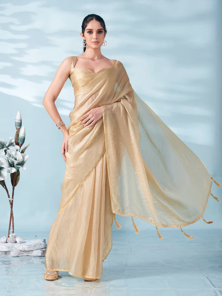 Effortless Style Fendy Sifon Saree with Simple Chic Border Beige