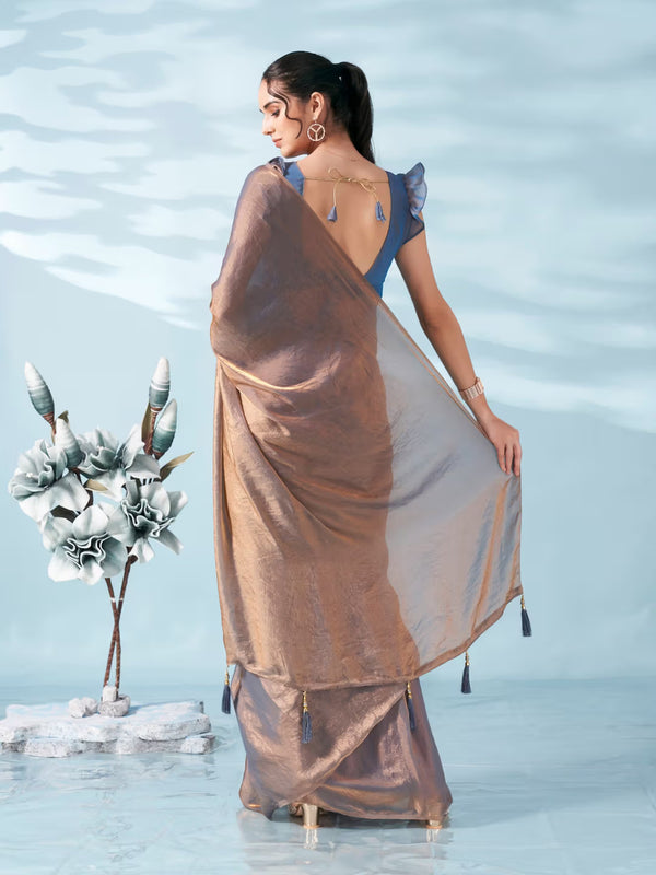 Effortless Style Fendy Sifon Saree with Simple Chic Border Bronze